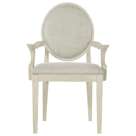Transitional Oval Back Arm Chair